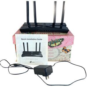TP-Link AX3000 Gigabit Wi-Fi 6 Router in Black w Installation Guide